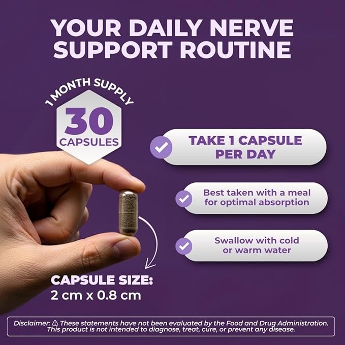 Vital Nerve Supplement – Alpha Lipoic Acid Magnesium CoQ10 – Vegan Non-GMO Gluten-Free Sugar-Free Dairy-Free – Daily Wellness &amp Comfort Support – 30-Day Supply