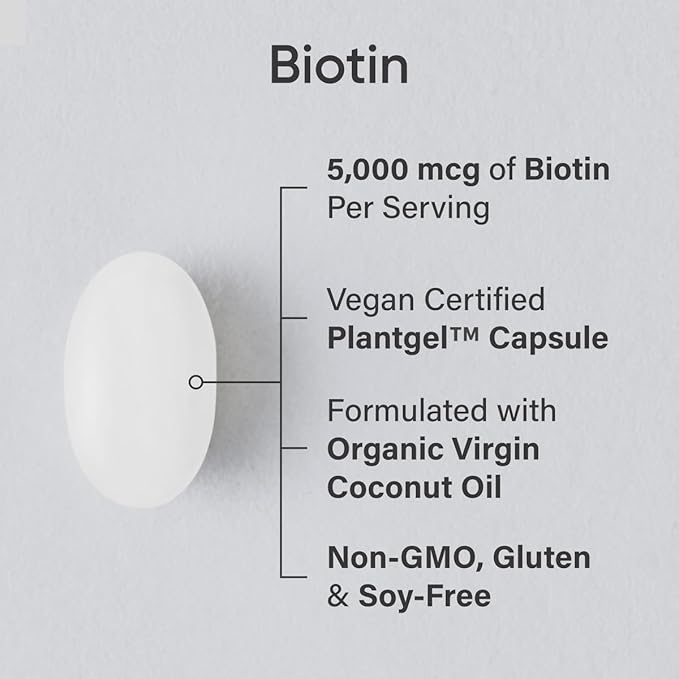 Sports Research® Healthy Hair Pack - Biotin 5000mcg with Organic Coconut Oil + Multi Collagen Pills Enhanced with Hyaluronic Acid &amp Vitamin C + Blood Balance Iron Supplement - 36 MG Iron + Folate
