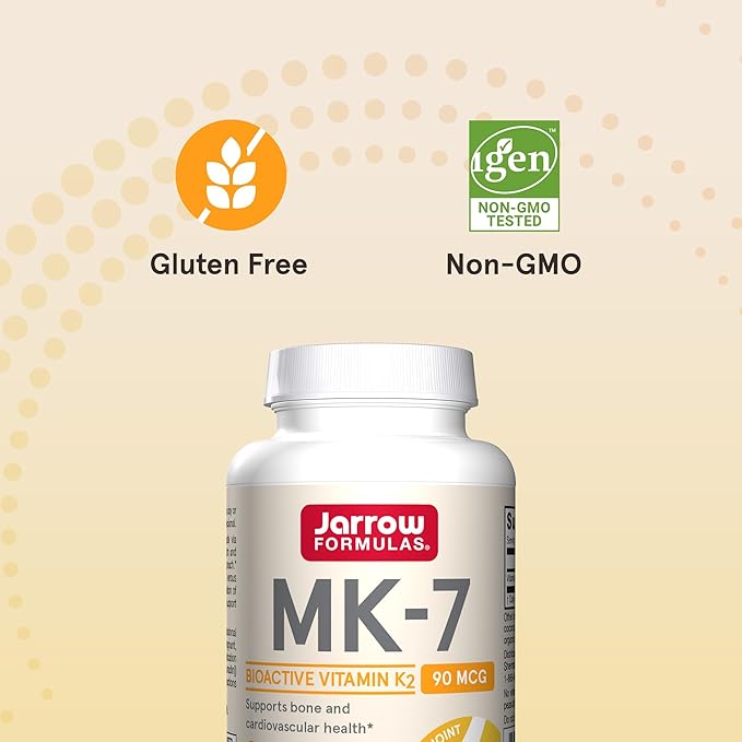 Jarrow Formulas MK-7 90mcg-Bioactive Form of VIT K2-60 Servings(Softgels)-for Bone &amp CV Health-VIT K2 MK-7 Dietary Supp-K2 VIT Supp MK-7-Gluten Free12 Pack