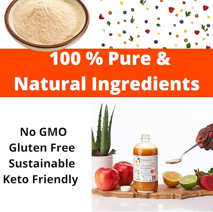 Liquid Multivitamin by Juka's Organic Co. For SKIN | HAIR | NAILS with Zinc | Biotin |Baobab | Vitamin A-E |Traced Minerals Amino Acid | Boost Immune Energy &amp Digestive System In Glass Bottles 1