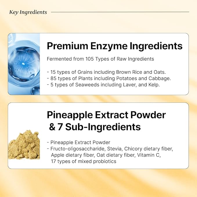 BB LAB Pineapple Enzyme Supplement Natural Digestive Enzymes with α-Amylase Protease Bromelain Korea Formula Supports Carb &amp Protein Breakdown