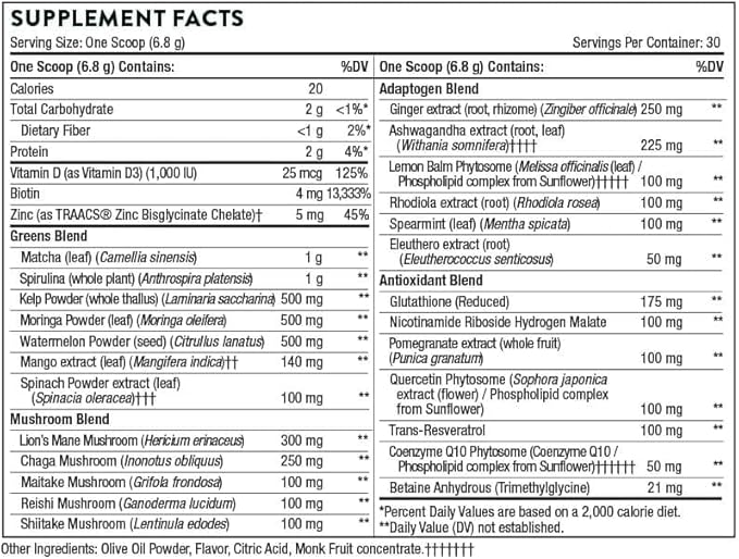 THORNE - Performance &amp Vitality Bundle - Creatine &amp Daily Greens - 30 to 90 Servings