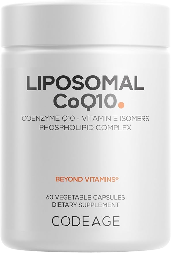 Codeage Liposomal CoQ10 Supplement - 125 mg Coenzyme Q10 with Vitamin E Isomers Tocopherols - 2-Month Supply - 1 Capsule Per Serving - Liposomal Delivery - Vegan Non-GMO Gluten-Free - 60 Capsules
