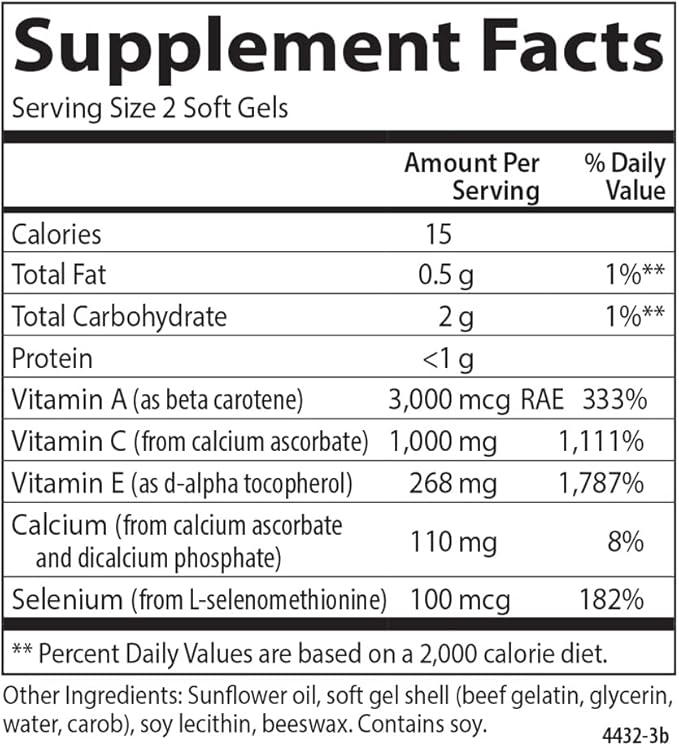 Carlson - ACES Vitamins A C E + Selenium Cellular Health &amp Immune Support Antioxidant 200 Softgels