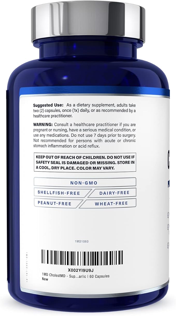1MD Nutrition CholestMD with Olive Leaf Extract Bergavit Niacin Garlic | 60 Capsules