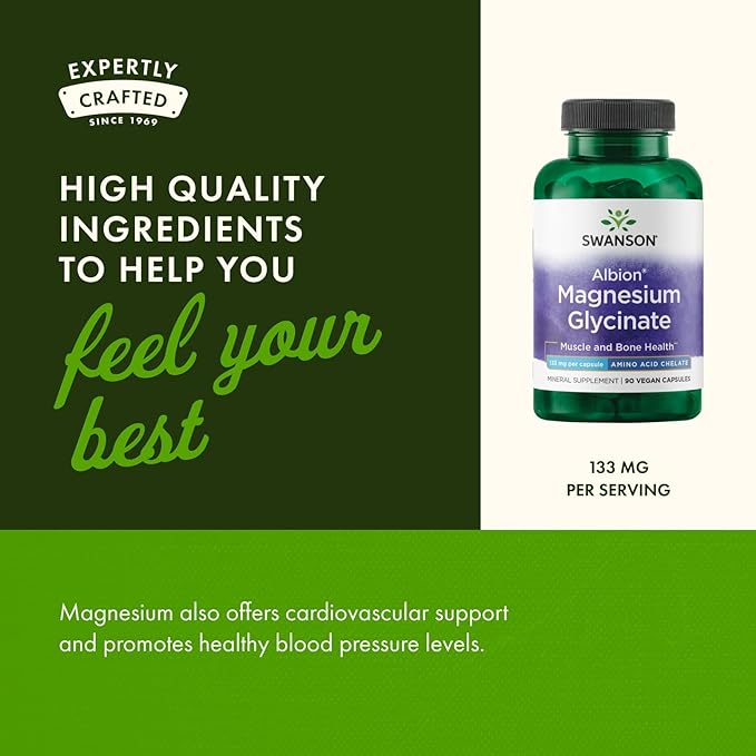 Swanson Chelated Magnesium 133 Milligrams 90 Capsules (4 Pack)