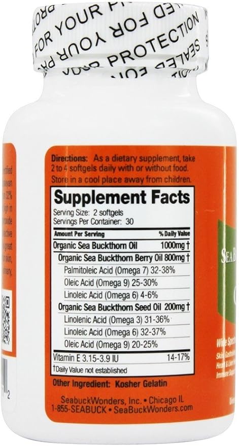 Seabuck Wonders Sea Buckthorn Omega 7 Complete - 500 mg - 60 Softgels