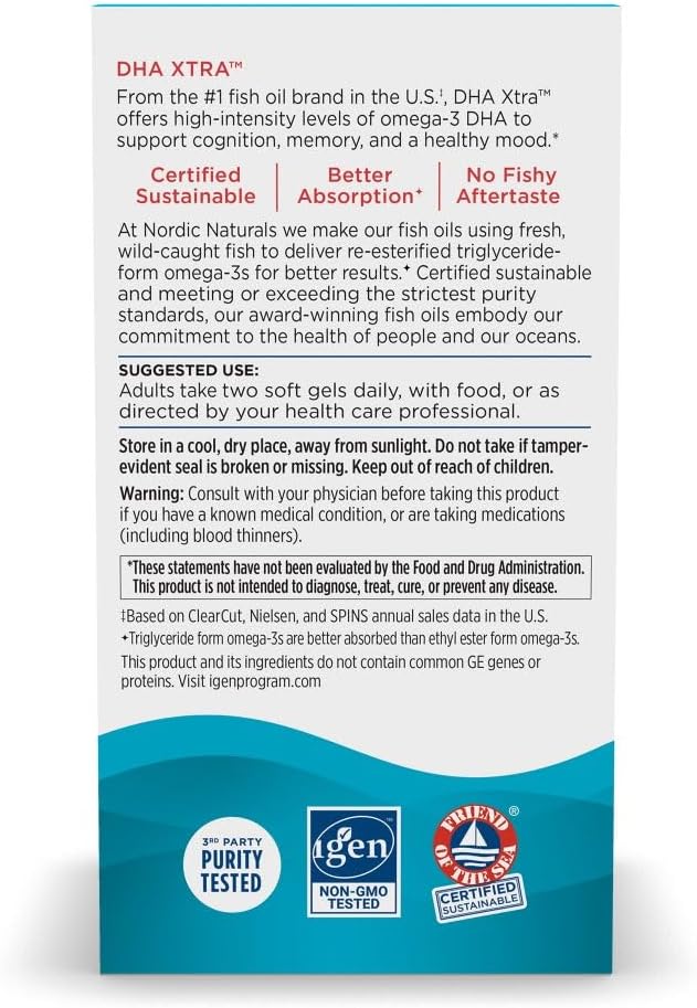 Nordic Naturals DHA Xtra Strawberry - 90 Soft Gels - 1660 mg Omega-3 - High-Intensity DHA Formula for Brain &amp Nervous System Support - Non-GMO - 45 Servings