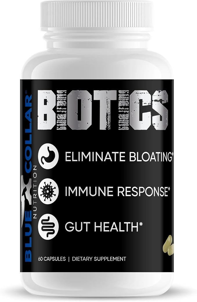 BLUE COLLAR NUTRITION Biotics - 40 Billion CFU – 60 Capsules - Probiotics for Gut Health and Digestion