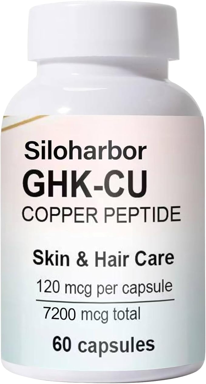 GHK-Cu Copper Peptide Supplement 120mcg High-Purity Supplement for Skin &amp Hair Enteric-Coated for Maximum Absorption Vegan &amp Gluten-Free (60 Count)