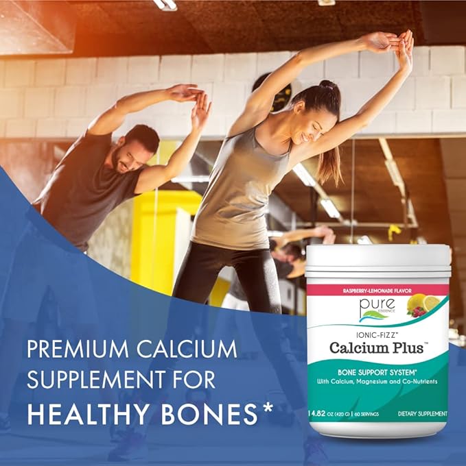 Ionic Fizz Calcium Plus by Pure Essence - Perfect Calcium/Magnesium Ratio with Vitamin A B C D and Potassium Strong Bones - Mixed Berry - 7.41 oz