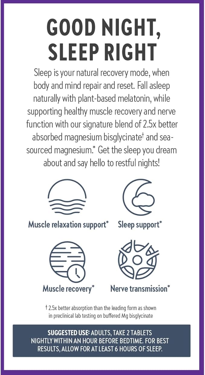 New Chapter Magnesium + Plant-Based Melatonin Supplement with 2.5X Better Absorption Magnesium Glycinate &amp Non-GMO Melatonin 1 mg from Tomato – Sleep Aid &amp Muscle Relaxation* - 60 Tablets