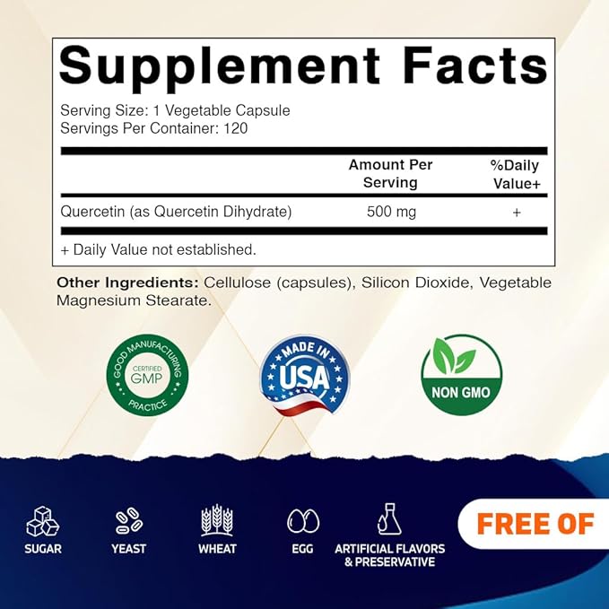 Vitamatic 3 Pack Quercetin 500 mg 120 Vegetarian Capsules (Non-GMO Gluten Free Vegan) - Supports Cardiovascular Health