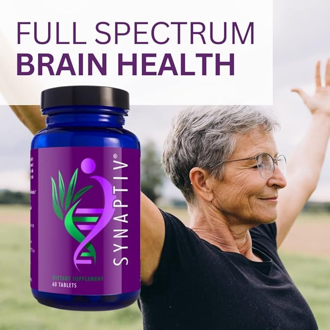Youngevity Synaptiv™ Brain Support - 12 in1 - Ginkgo Huperzine Bacopa Quercetin and More - with Potent Antioxidant Blend + Vitamins - 60 Count (Pack of 2)