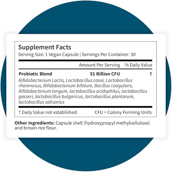 Pattern Wellness Probiotic Supplement - 51 Billion CFU - Supports Digestive Balance &amp Gut Wellness - Mindfully Sourced Non-GMO - 90 Vegan Capsules