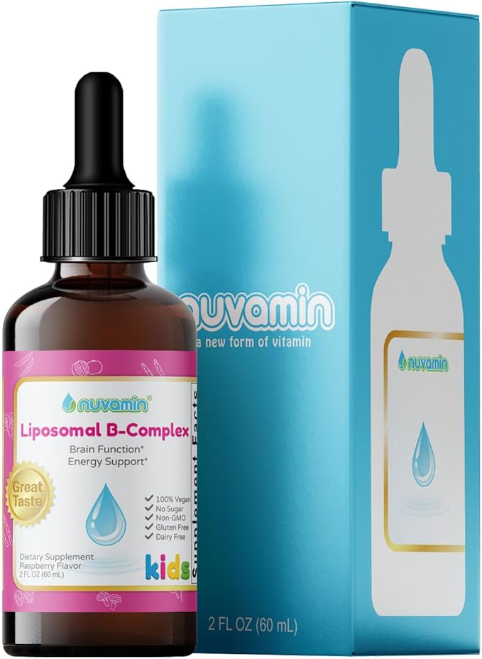 Nuvamin – Liquid Liposomal B-Complex Drops for Kids Baby Toddlers &amp Adults 2Fl.Oz (60ml) 120 Daily Serving. B1 B2 B3 B5 B6 B7 B9 B12. Great Taste - Natural - High Absorption Raspberry Fl