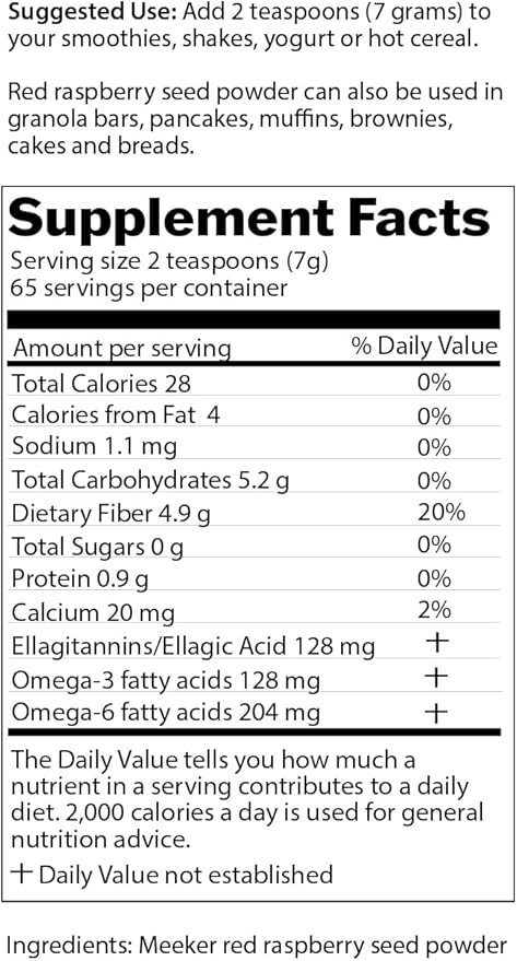 Berry Beautiful Meeker Red Raspberry Seed Powder - Natural Source of Ellagic Acid and Fiber - Locally Milled from US-Grown Raspberry Seeds - 1 lb / 454 g