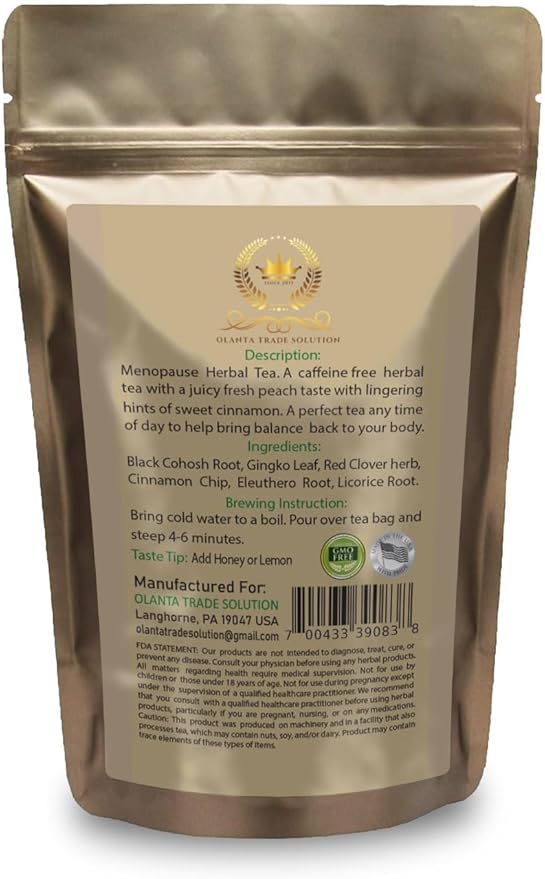 Generic Menopause Herbal Tea - Menopause Support Supplement red Clover Tea Bag Ginkgo biloba Tea Bags Licorice Root Tea Bags Immune Booster - 1 Pack