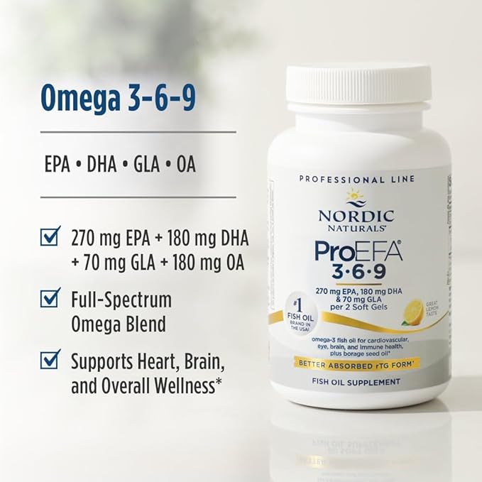 Nordic Naturals ProEFA 3-6-9 Lemon Flavor - 90 Soft Gels - 565 mg Omega-3 - EPA &amp DHA with Added GLA - Healthy Skin Cognition &amp Positive Mood - Non-GMO - 45 Servings