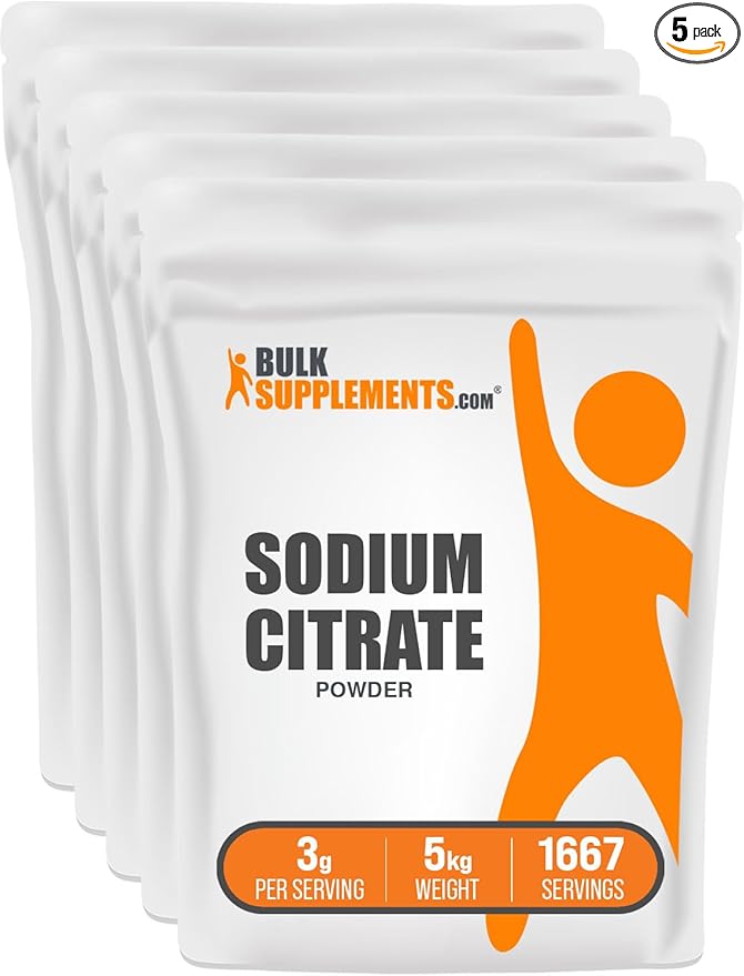 BulkSupplements.com Sodium Citrate Powder - Sodium Citrate Food Grade Emulsifier Flavor Enhancer - Gluten Free 3g per Serving 5kg (11 lbs) (Pack of 5)