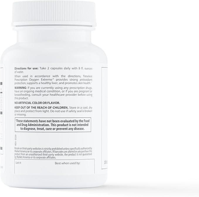 Timeless Prescription - Oxygen Extreme Anti-Aging Skin Care Maximum Defense &amp Antioxidant Maintain Cardiovascular Health Skin Health Market America (30 Servings)