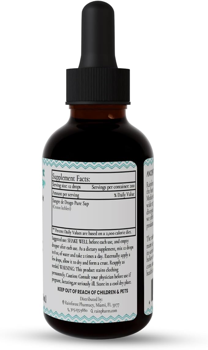 Sangre de Drago (or grado) Peruvian Dragon’s Blood Liquid (4oz) | 100% Pure Liquid Sap Ecologically Wildcrafted Croton Lechleri Dragon’s Blood for Digestive and Skin Health