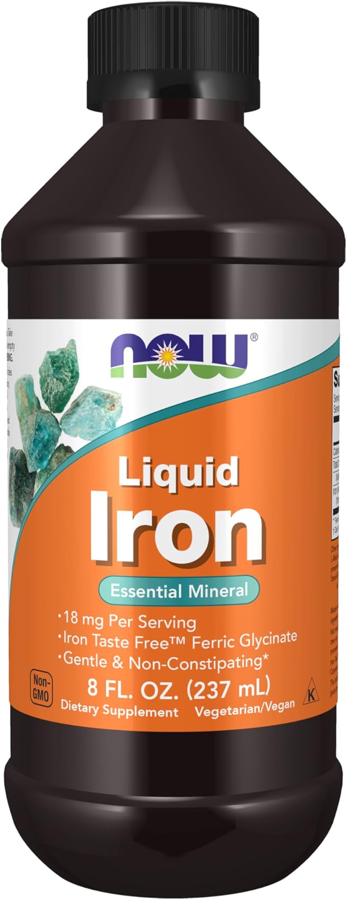 NOW Supplements Iron Liquid 18 mg Non-Constipating* Essential Mineral 8-Ounce