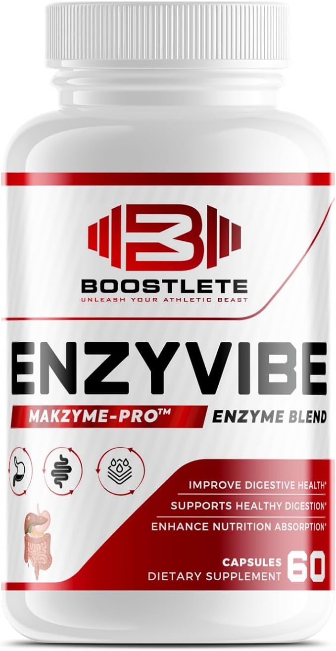 Enzyvibe Premium Digestive Enzyme Supplement - Supports Healthy Digestion Nutrient Absorption &amp Gut Health – Vegetarian Capsules – Made in USA