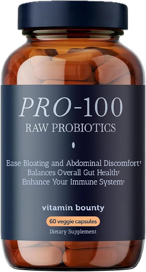 Vitamin Bounty Pro-100 Probiotic 100 Billion CFU - 13 Strains for Digestive Health &amp Immune Support - High Potency Probiotics for Women &amp Men - Delayed Release Capsules for Gut Health - 60 Cou