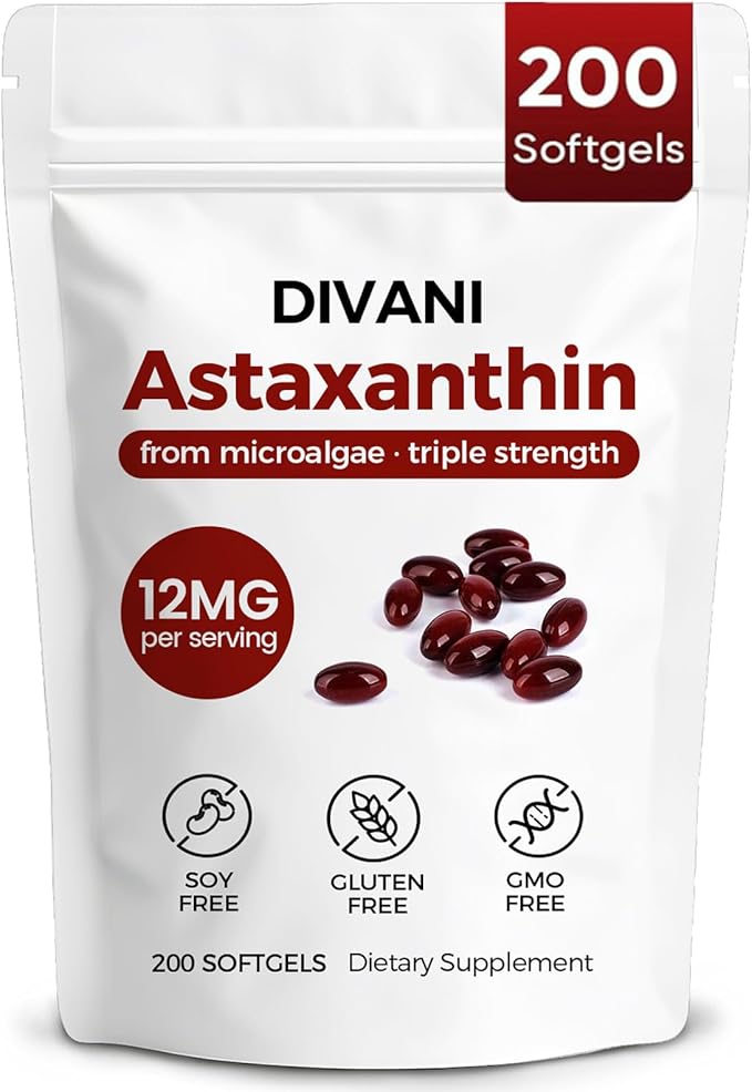 Divani Astaxanthin Natural Astaxanthin Non-GMO Gluten-Free Soy Free Daily Eye Skin Support (1)