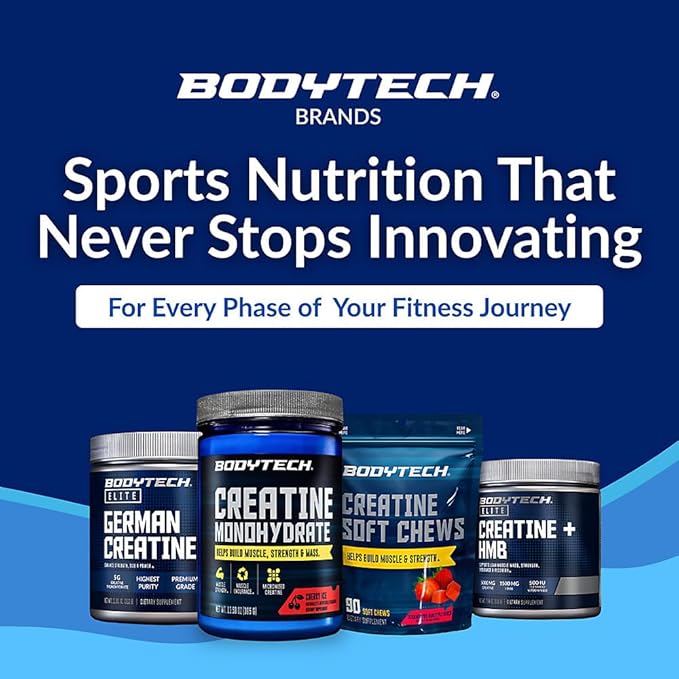 BodyTech 100% Pure Creatine Monohydrate Powder - Micronized for Maximum Absorption - Supports Muscle Strength &amp Power Output - Cherry Ice (13.58 oz 55 Servings)