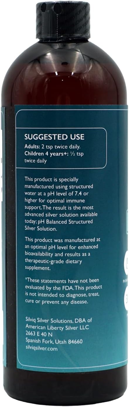 Structured Silver Water 30PPM - ph Balanced Alkaline Structure Silver Liquid Solution Mineral Supplement for Natural Immune Support - Enhanced Wellness &amp Gut Health - 16 Oz (437ml)