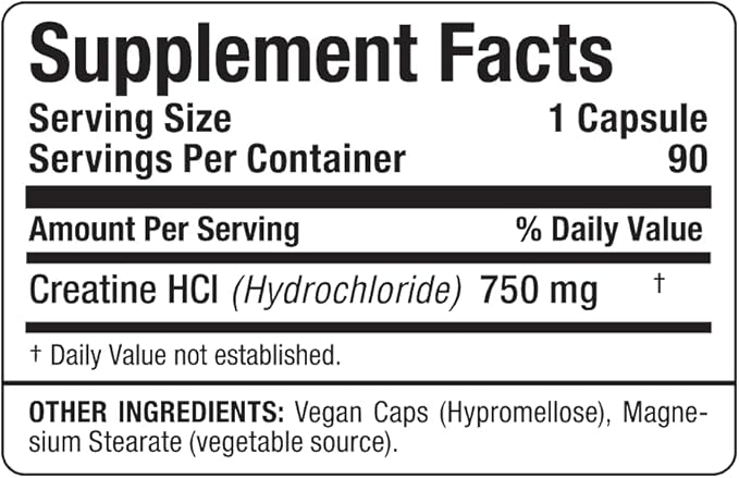 ALLMAX Essentials Creatine HCL 750 mg 90 Capsules