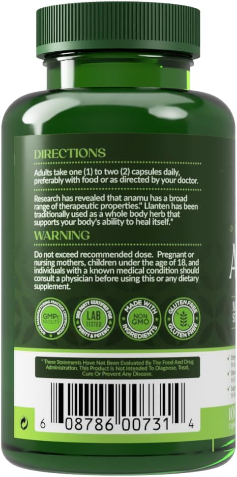 Earth's Creation Anamu 1250mg 100% Organically Grown - 100 Capsules