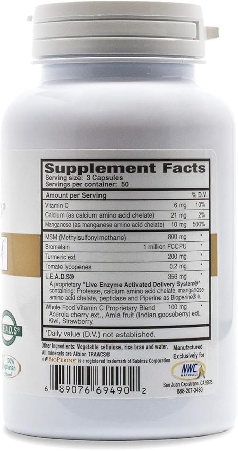 NWC Naturals MSM Gold Systemic Enzyme Supplement - 150 Cap - 2 Pack