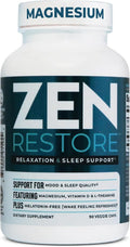 Nutrology Zen Restore – 400mg Magnesium Malate Vitamin D3 &amp L-Theanine Supports Sleep Muscle Recovery &amp Adrenal Wellness Magnesium Supplement for Men and Women 30 Servings