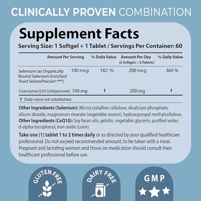 Pharma Nord Bio-SelenoQ10 Anti-Aging Supplement – 100 mg CoQ10 &amp 100 mcg Selenium Supports Longevity Cellular Aging &amp Heart Health Research Backed Combo 60 Softgels &amp 60 Tablets
