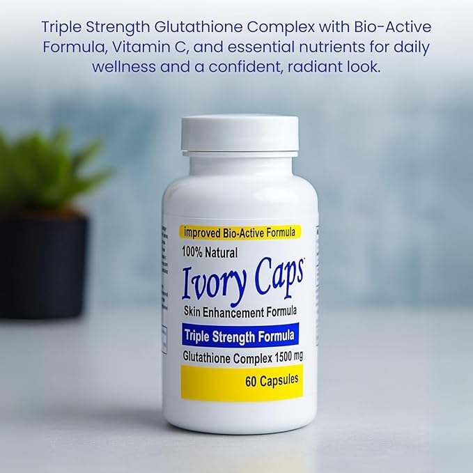 Ivory Caps Glutathione Complex 1500mg – Triple Strength Skin Enhancement Formula with Alpha Lipoic Acid &amp Milk Thistle – High Potency Glutathione Capsules – Vegan Non-GMO – 60 Capsules