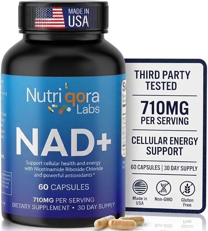 NAD Resveratrol Supplement | 710mg for Cellular Energy &amp Support | NAD Supplement Promote Overall Wellness &amp Vitality | 60 Capsules (30 Servings) for Men &amp Women