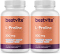 BESTVITE L-Proline 500mg (240 Vegetarian Capsules) (120 x 2) - No Stearates - No Fillers - Vegan - Gluten Free - Non GMO