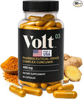 Volt03 Organic Turmeric Curcumin Capsules 400mg Complex Curcurmin - Pharmaceutical-Grade Curcumin Supplement for Joint Health Immune Support &amp Healthy Inflammation Response 60-day (2 month) su