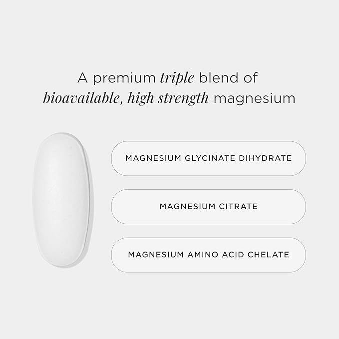 JSHealth Magnesium Supplement for Sleep. 400mg Triple-Form Glycinate Citrate Amino Acid Chelate. By Nutritionist Jessica Sepel (120 Tablets)