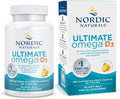 Nordic Naturals Ultimate Omega-D3 Lemon Flavor - 60 Soft Gels - 1280 mg Omega-3 + 1000 IU Vitamin D3 - EPA &amp DHA - Promotes Brain Heart &amp Immune Health - 30 Servings