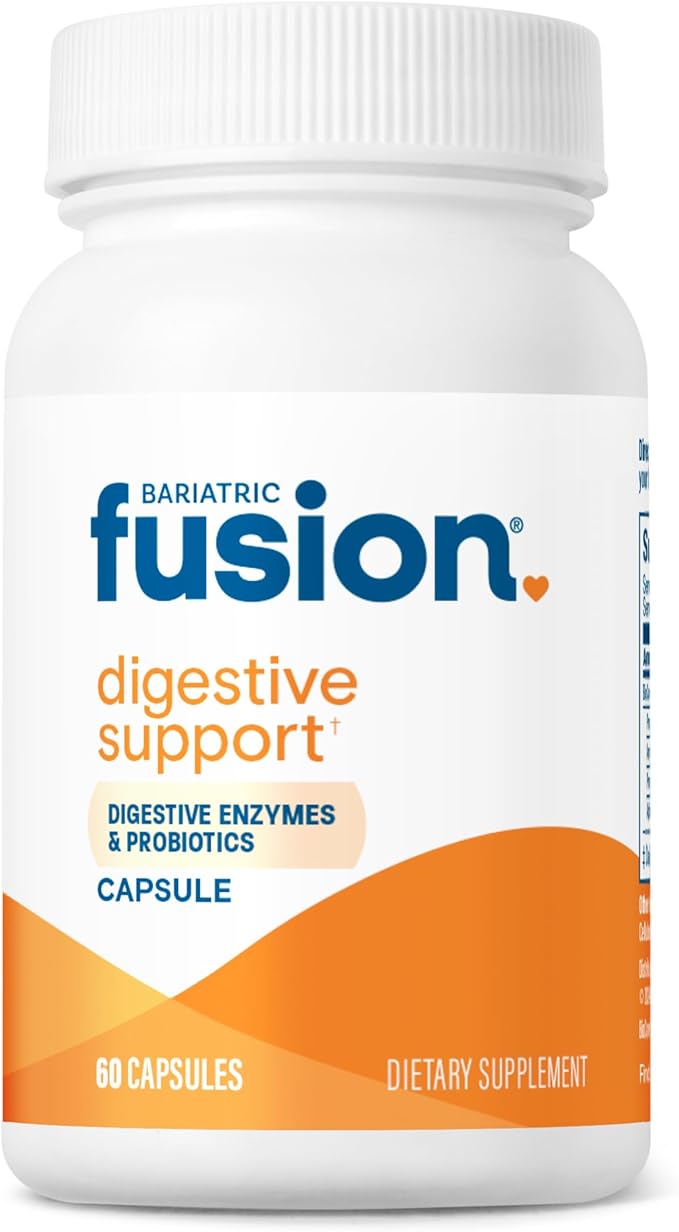 Bariatric Fusion Digestive Support: Digestive Enzymes with Probiotics | Vegan Supplement | Probiotics for Digestive Health and Gut Health Support | Gluten Dairy &amp GMO Free | 60 Capsules