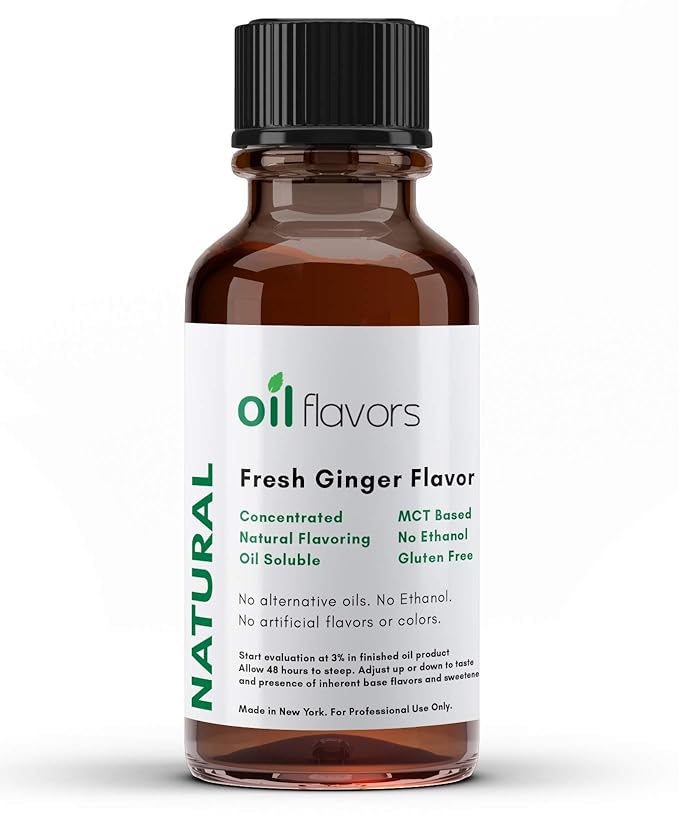 Fresh Ginger Flavor Oil 4oz | Oil Soluble Flavoring | MCT Based - Flavor Your Oil