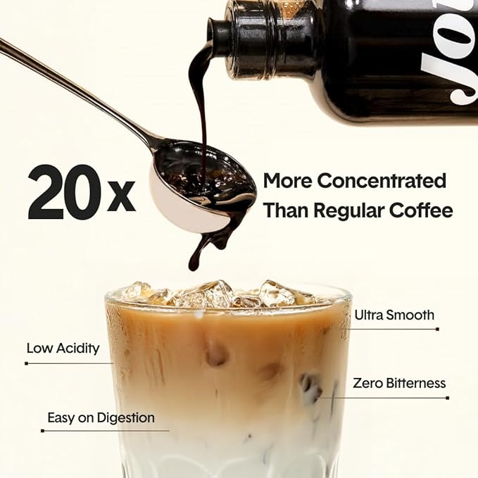 Jot Coffee Concentrate (Cinnamon Dolce) High Caffeine Cold Brew Coffee Concentrate Liquid for Iced Coffees Instant Espresso Hot or Cold Instant Coffees - Makes 14 Cups 150mg Caffeine/Tbsp No Sugar