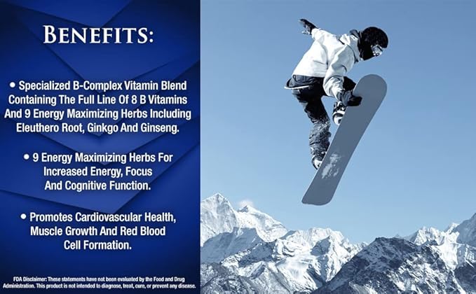 Premium Liquid B Complex Vitamin- Fast Absorbing Liquid B-Complex Supplement w/ all 8 B-vitamins PLUS energizing herbal blend w/ Ginseng Ginkgo and Eleuthero Root - Vegan NON-GMO - 16oz 32 Serv