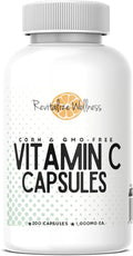 Vitamin C Capsules | Pure Corn &amp GMO-Free | 1000 mg Vitamin C Per Capsule | 200 Capsules