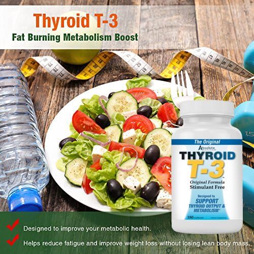 Absolute Nutrition Thyroid T-3 Radical Metabolic Booster Energy &amp Focus Unflavored Thyroid Support Formula Capsules Natural Metabolism Booster Support Healthy Thyroid Function 180 Capsules
