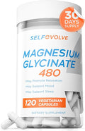 Magnesium Glycinate 480mg - High Absorption Magnesium Supplement Support Stress Relief Sleep Heart Health Nerves Muscles and Metabolism 120 Veggie Capsules 1 Month Supply
